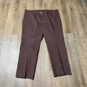 Tory Burch Pants Womens 8 Brown Straight Leg‎ Flat Front Mid Rise Cropped Casual